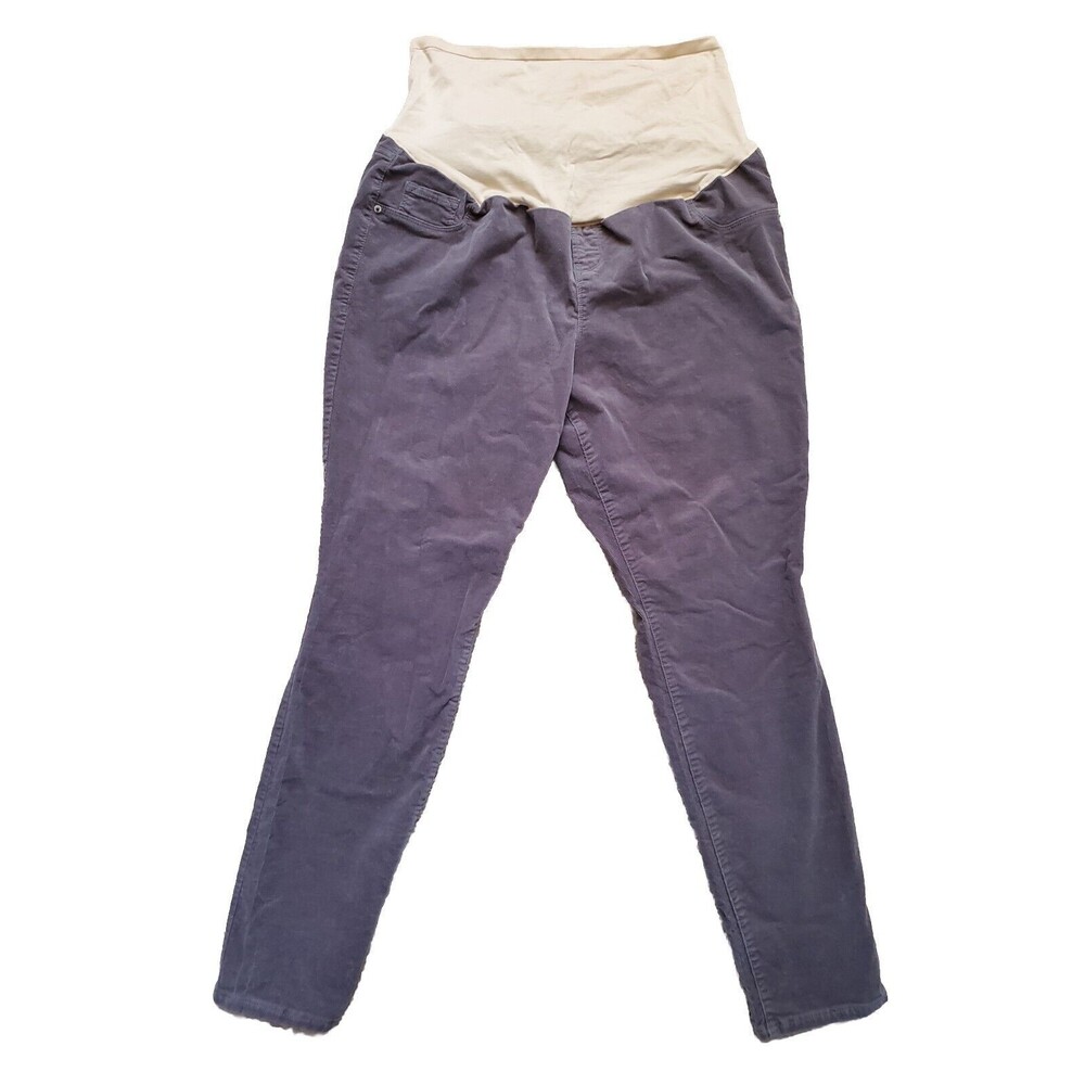 Old Navy Maternity Pants Women 18 Brown Corduroy Full Panel Stretch Rockstar EUC